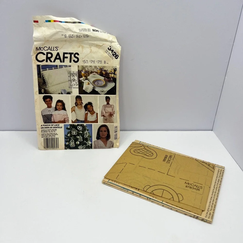 Vintage McCall's Battenberg Lace Craft Pattern 3426 Sewing DIY Decor Holiday
